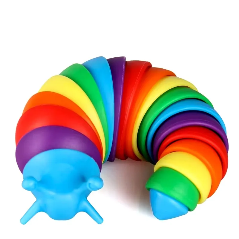 สีสัน Slug Snail ของเล่นข้อต่อยืดหยุ่น 3D Slug Fidget ของเล่นทุกวัยบรรเทา Anti-ความวิตกกังวล Sensory ของเล่นเด็ก