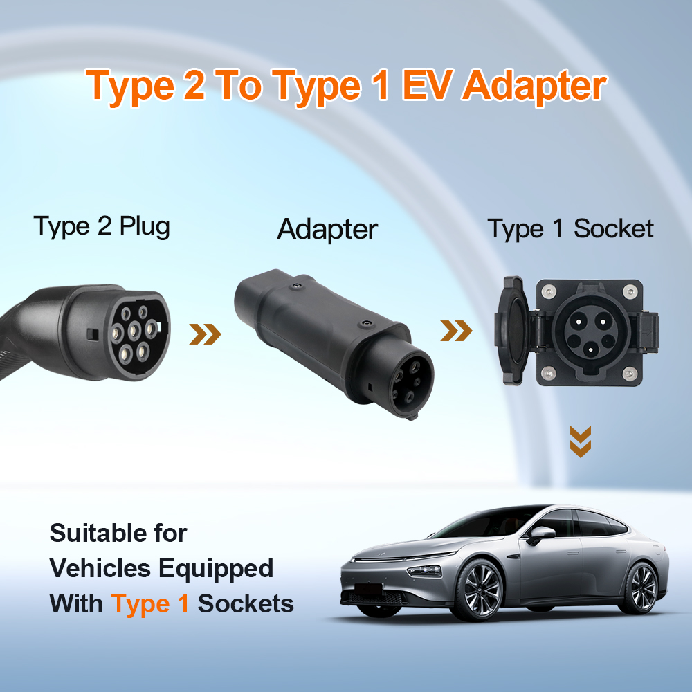 Adaptador ERDAN EV IEC 62196 tipo 2 a tipo 1 J1772 32A EVSE conector de cargador convertidores de carga de vehículos eléctricos