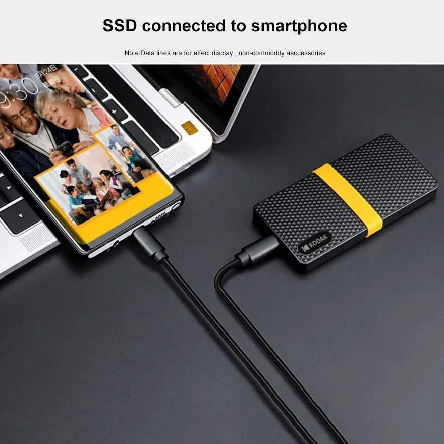 Kodak-ポータブル外付けハードディスクドライブ,ps4,ラップトップ,macbook,pc,x200,2テラバイト,1テラバイト,usb 3.1, 512gb,256gb
