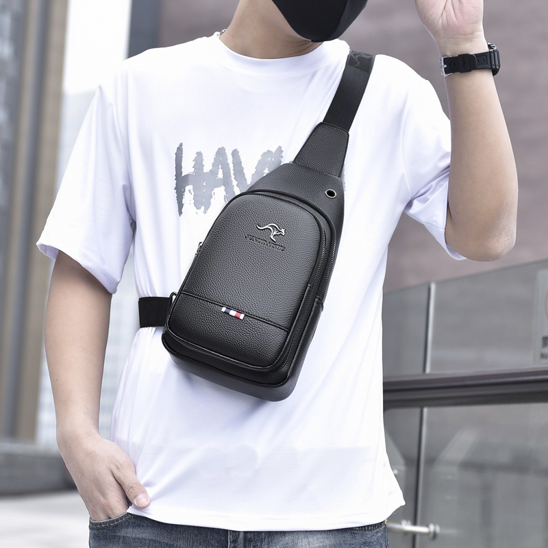 Kagaroo Luxe Merk Borsttas Heren Crossbody Tas Lederen Borsttas Reizen Sling Bag Zwart Bruin Messenger Schoudertas Mannelijk