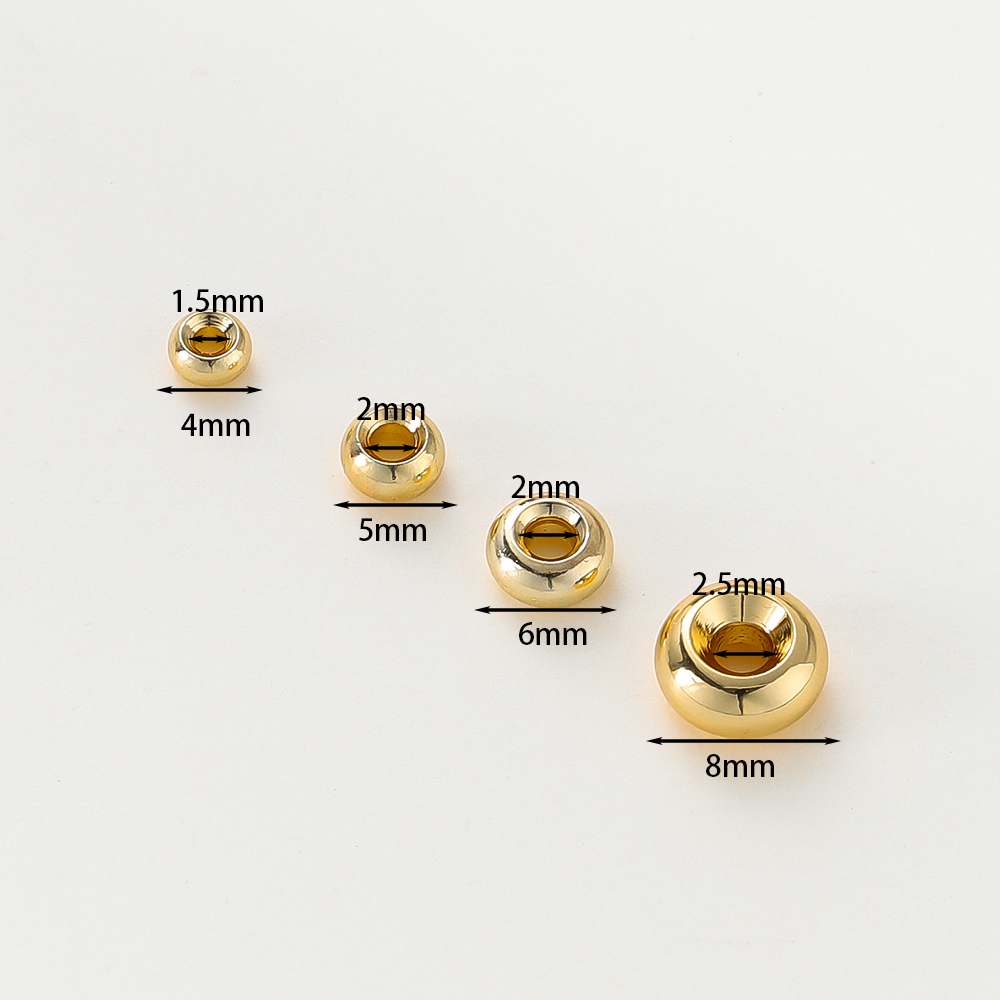 14 K/18 K ゴールドメッキ 10-30 個 3/4/5/6/8 ミリメートルスペーサービーズ DIY ネックレスブレスレットジュエリーメイキング用品アクセサリー卸売
