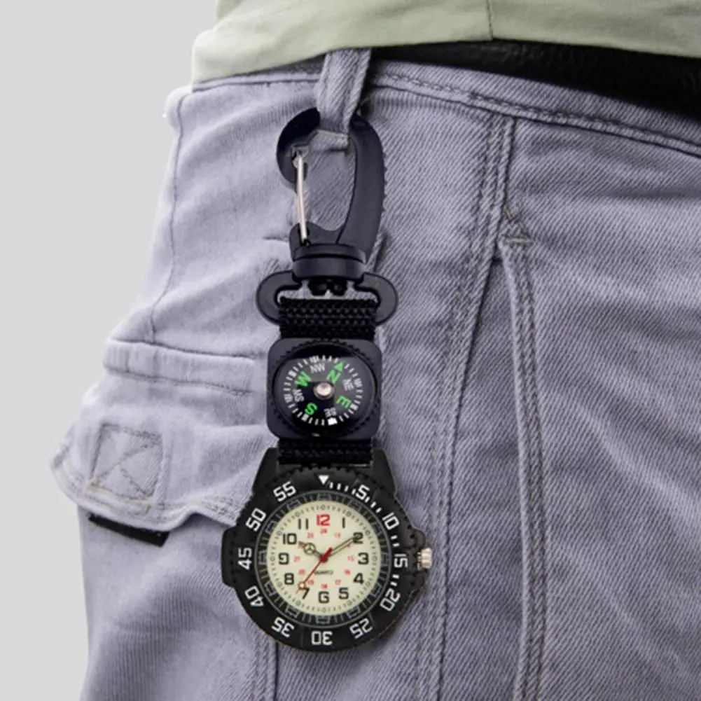 Taschenuhr Geschenke Uhr leuchtende Quarz Digital anzeige rundes Zifferblatt Tasche Karabiner haken Sport Wander uhr für Camping