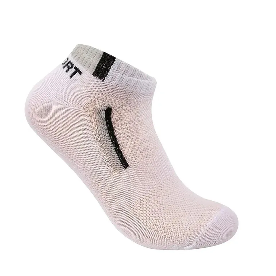 5 par/pack "Sports" calcetines de verano para hombre, calcetines náuticos personalizados, absorción transpirable, calcetines para estudiantes jóvenes, colores mezclados