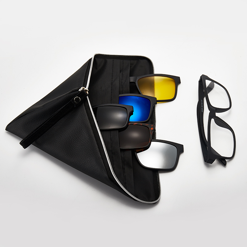 女性用6人に1人偏光光磁気サングラスクリップマグネットクリップサングラスポラロイドクリップサングラスフレームとバッグ