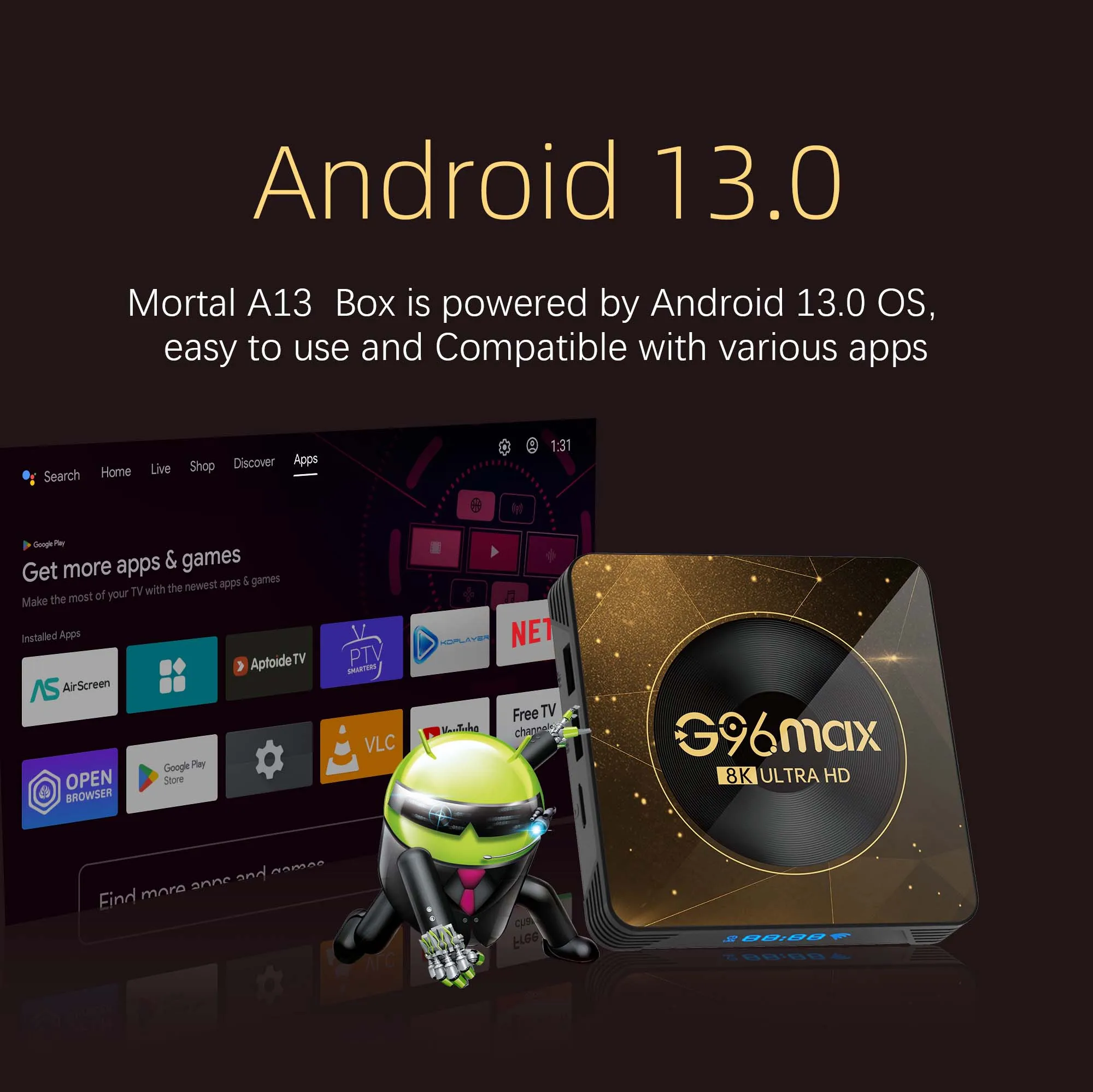 G96max A13 Android13 8K TV Box Wifi6 Transmission Media Player  Rockchip3528 32G64G Large Memory Netflix Youtube Free Live TV