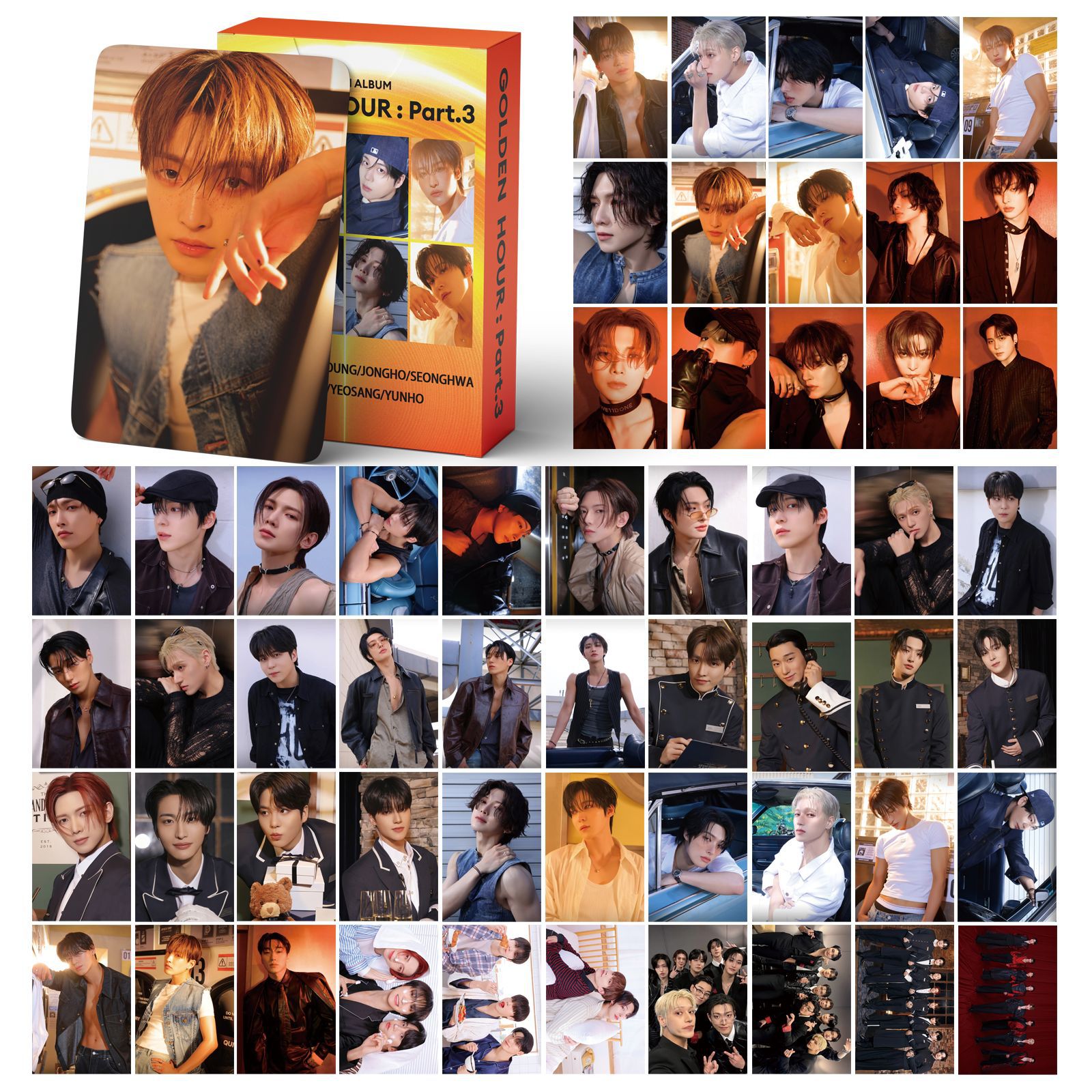 55 stks/set Kpop Idol ATEEZ Nieuwe Album Serie GOUDEN UUR: Part.3 HD Photocards Lomo Kaart Seonghwa Hongjoong Yunho Mingi Fans Gift