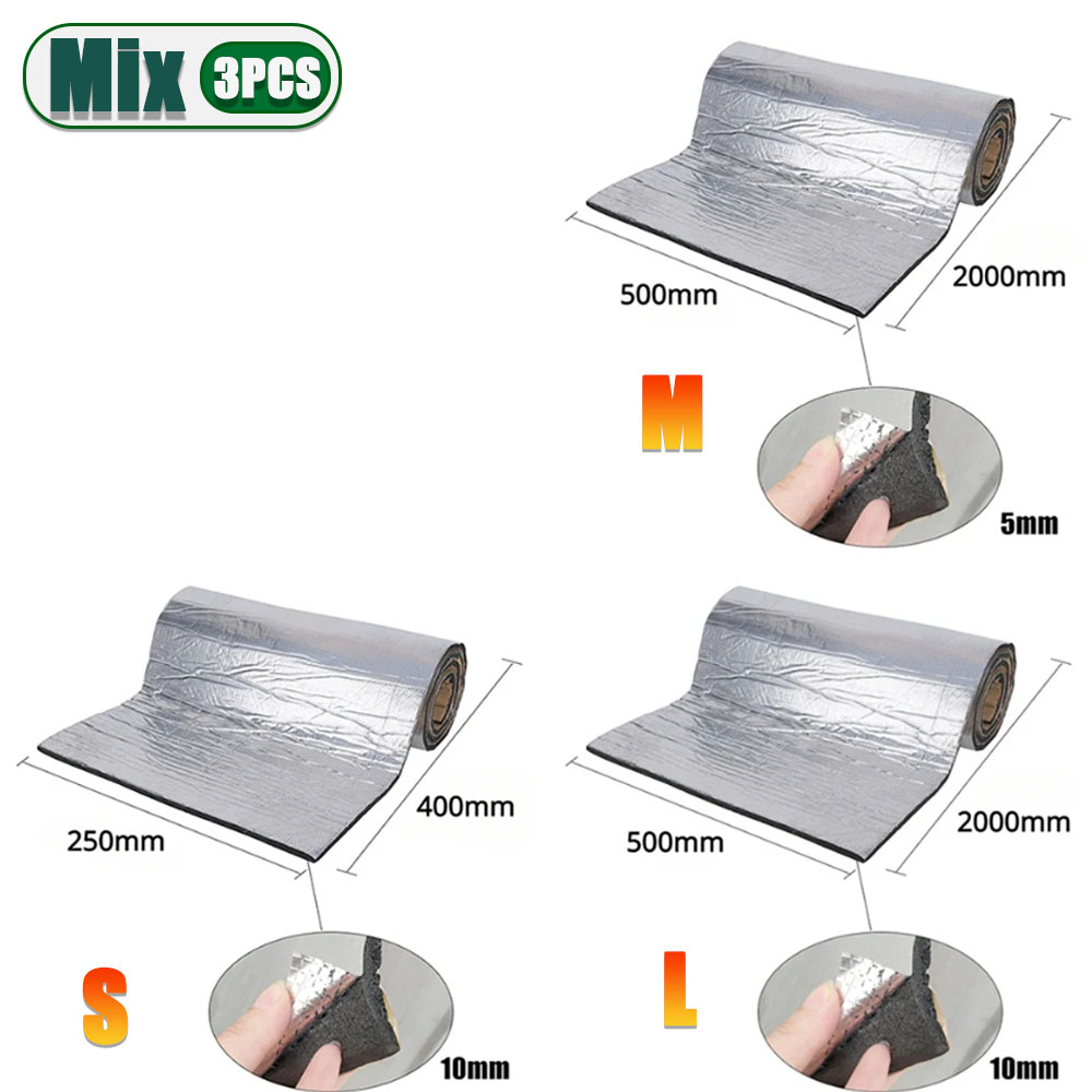 2000*500mm 5/10mm Car Sound Mat Proofing Deadener Heat Noise Insulation Deadening Mat Hood Closed Cell Foam Accessories