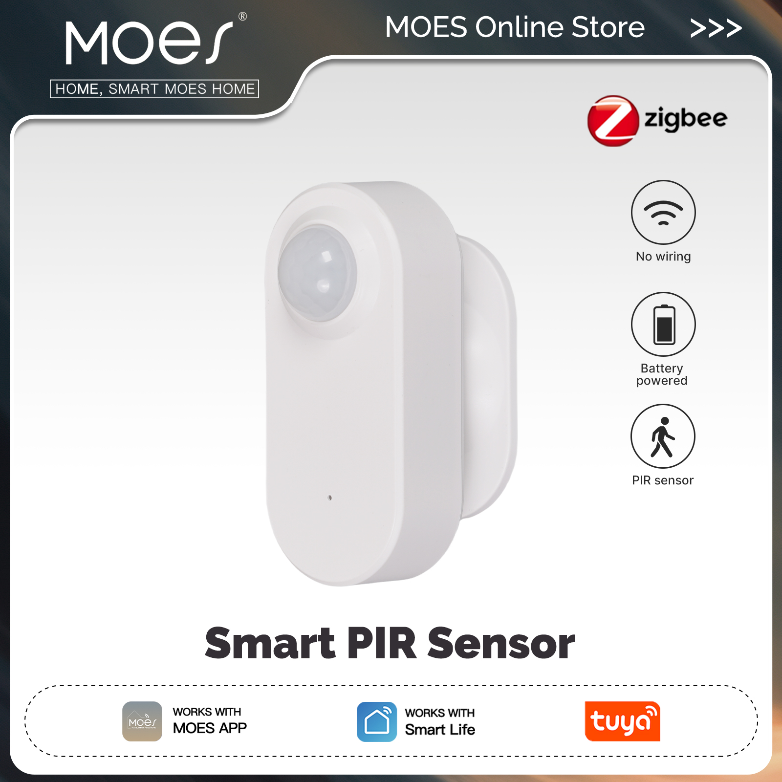 MOES Zigbee3.0 Tuya Smart PIR Motion Detection Sensor Battery Powered Human Body Infrared Scene Linkage Work With Smart Life APP