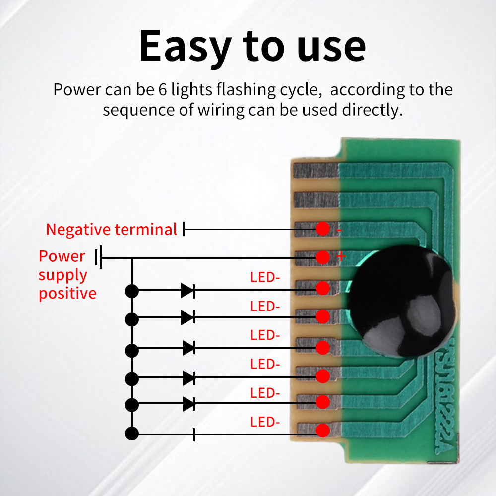 5 Stück DC 3–5 V 6 LED-Blitzmodul 6 Kanal Flusslicht Scrolllicht Steuermodul Zyklus blinkend