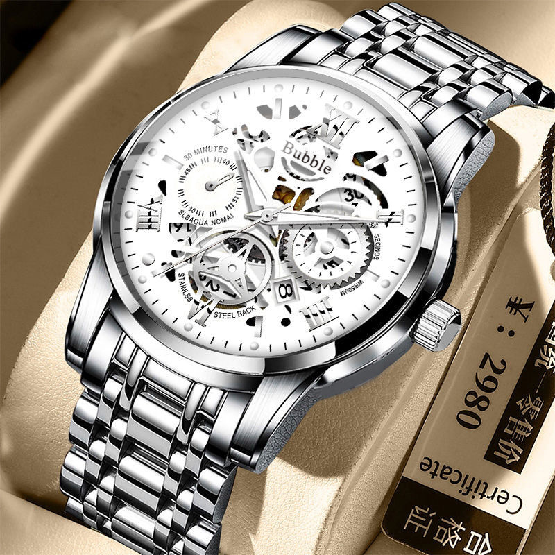 UTHAI CQ260 relógio de quartzo de luxo multifuncional, relógio masculino elegante e high-end, relógio romano oco design