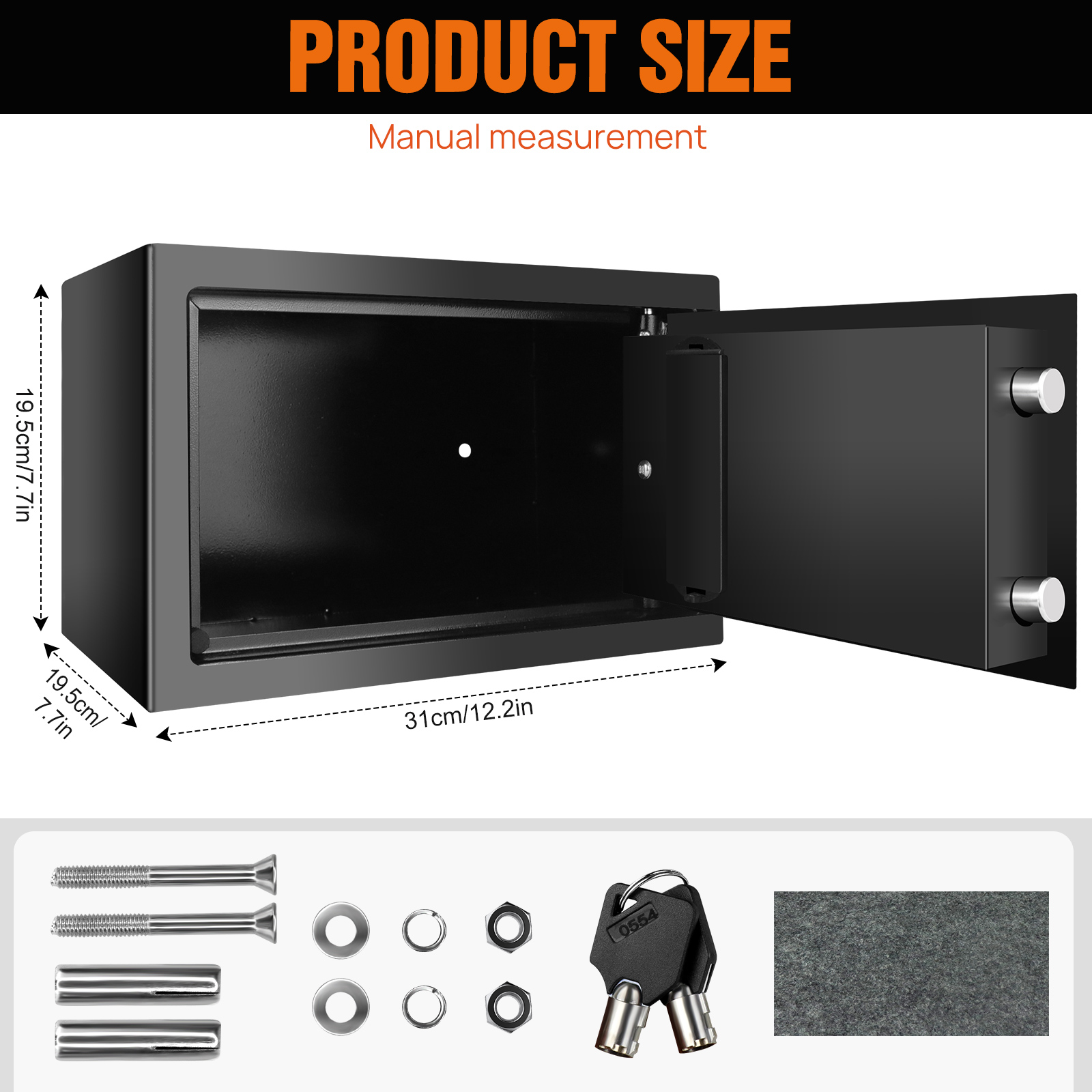 Fireproof 8.5L Electronic Password Security Safe Money Cash Deposit Box Office Home Safe Password Key Anti-theft Safe Box Home