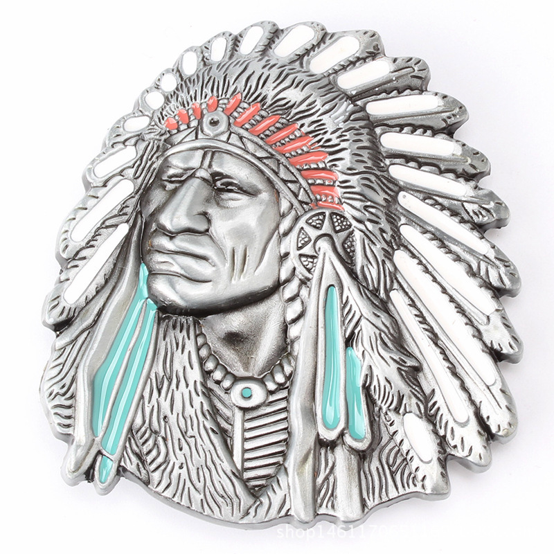 Hebilla de cinturón de cabeza India para hombre, accesorios de bricolaje, estilo vaquero occidental, hebilla de cinturón Lisa K1