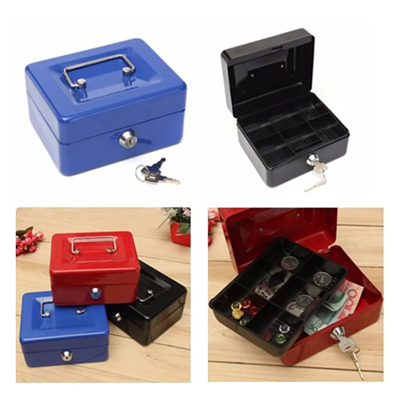 Thực Tế Mini Tiểu Tiền Mặt Tiền Hộp Thép Không Gỉ Khóa An Toàn Có Khóa An Toàn Nhỏ Phù Hợp Với Ngôi Nhà Trang Trí 3 Kích Thước