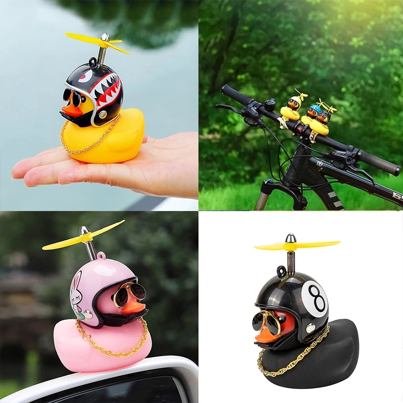 Pato bonito para coche con casco, viento roto, pequeño pato amarillo, casco para motocicleta, decoración para montar en bicicleta, accesorios de adornos para coche