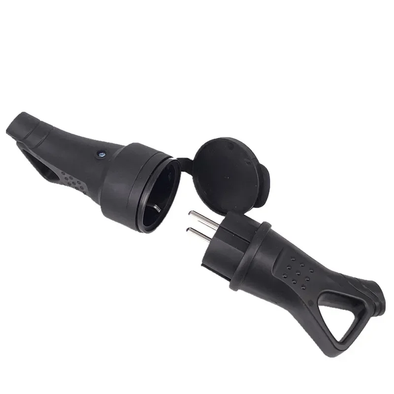 Tomada de borracha à prova d'água, conector europeu com aterramento elétrico com capa ip54 para cabo de alimentação diy 16a 250v
