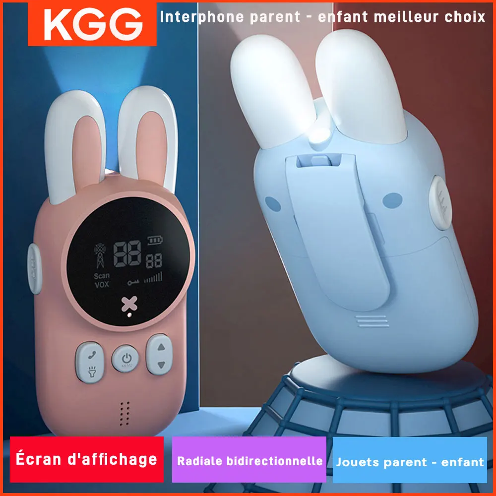 Nouveau 2 pièces lapin talkie-walkie 3KM portée émetteur-récepteur portable UHF Radio lanière enfants cadeau d'anniversaire Mini enfants jouets Interphone