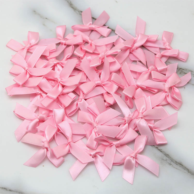 (50 Pcs) 4*4cm Colourful Ribbon Bows Small Size Polyester Satin Ribbon Bow Flower DIY Craft Decoration