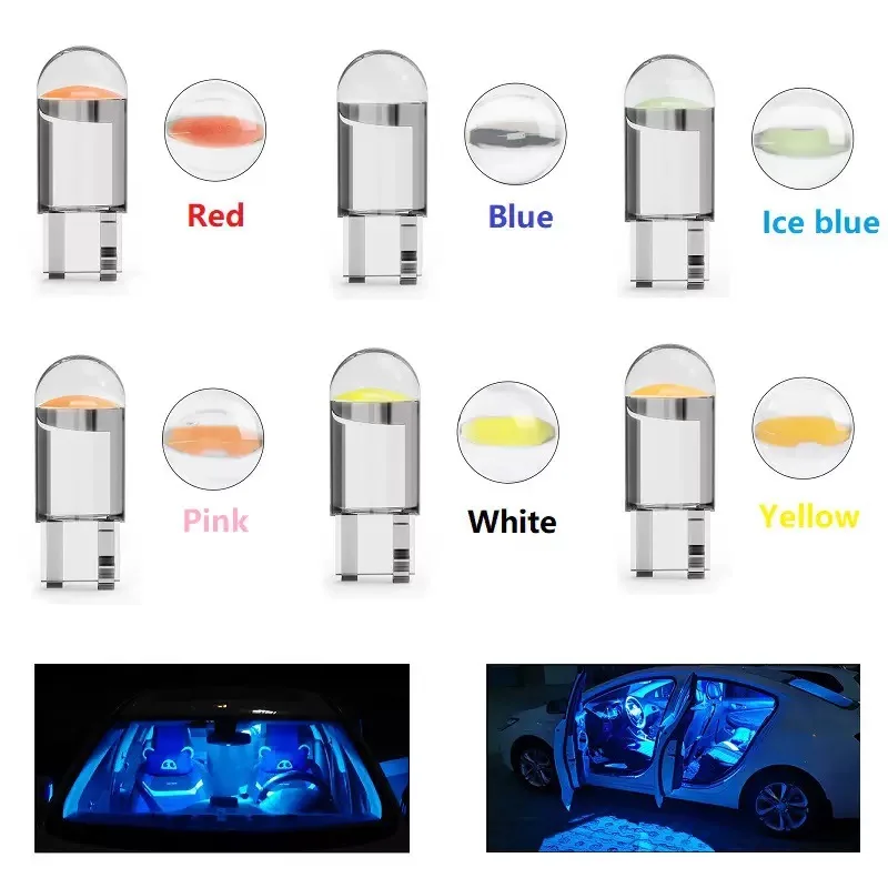 10x novo w5w led canbus t10 luzes do carro cob vidro peças interiores lâmpadas 6000k branco lâmpada da placa de licença automóvel cúpula luz leitura 12v