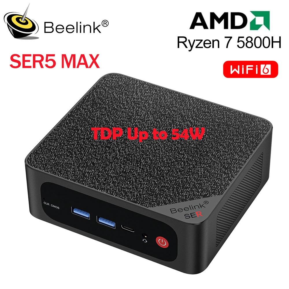 US.EU Beelink Mini PC SER5 Max AMD Ryzen7 5800H DDR4 16G 500G NVME SSD 32G 500G SER5 Pro 5850U WiFi6 4K Type-C Gaming Mini Compu