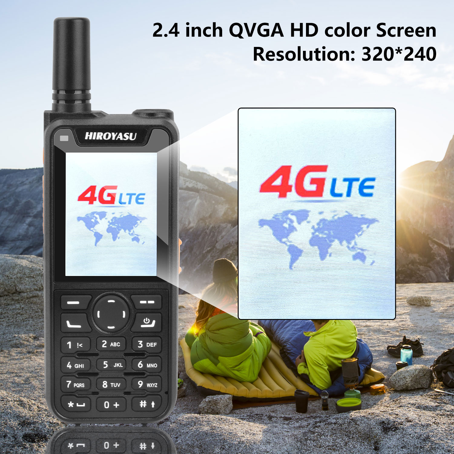 Zello walkie talkie hiroyasu HI-B6 android 9.0 4g cartões sim duplos rádio poc ptt 1gb rom 8gb ram teclado completo tela hd de 2.4 polegadas