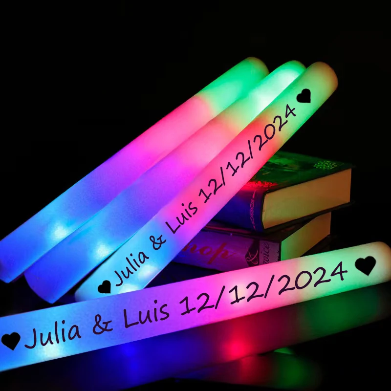 12/15/30/60Pcs LED Gậy Phát Sáng Số Lượng Lớn Nhiều Màu RGB Phát Sáng Xốp Dính Cổ Vũ Ống Đậm ánh Sáng Cho Quà Giáng Sinh Nhật Cưới Dự Tiệc Cung Cấp