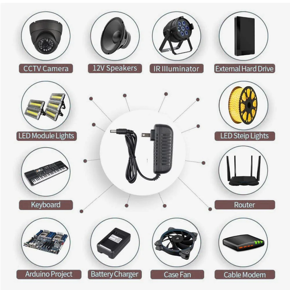 DC 5V 12V 24V LED Power Supply AC 110V~220V  Lighting Transformer 1A 2A 3A 4A 5A 6A 8A 10A Power Adapters For CCTV Camera Router