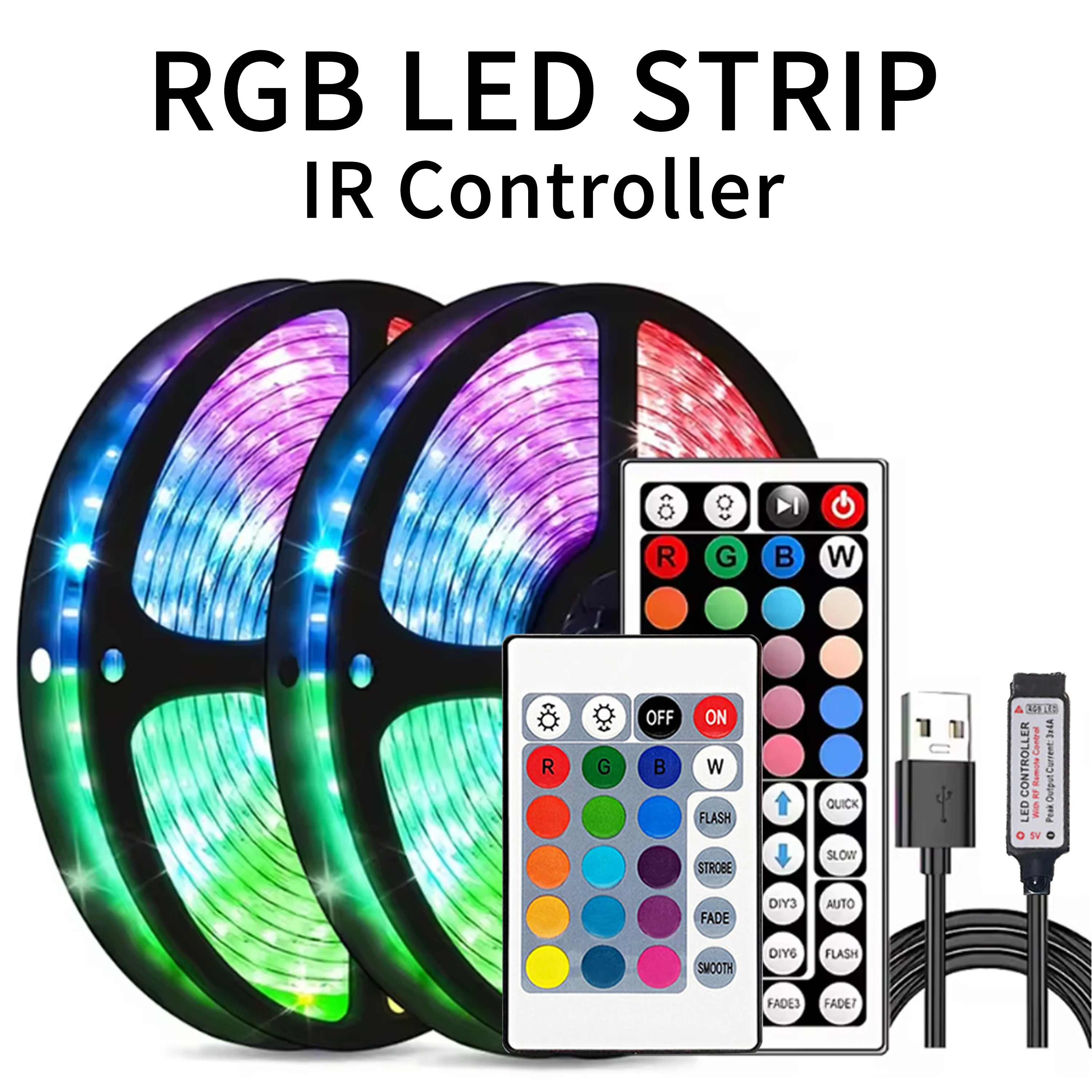 1-20M RGB LED Strip Light SMD 5050 z pilotem zdalnego sterowania Taśma oświetleniowa LED Ściana Pokój do domu Sypialnia Impreza Dekoracja TV Podświetlenie Światło