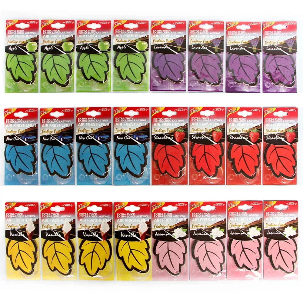 Ambientador de aire para coche, papel de té perfumado Natural, colgante automático, Perfume de vainilla, fragancia con forma de hoja, accesorios interiores, 3-60 piezas