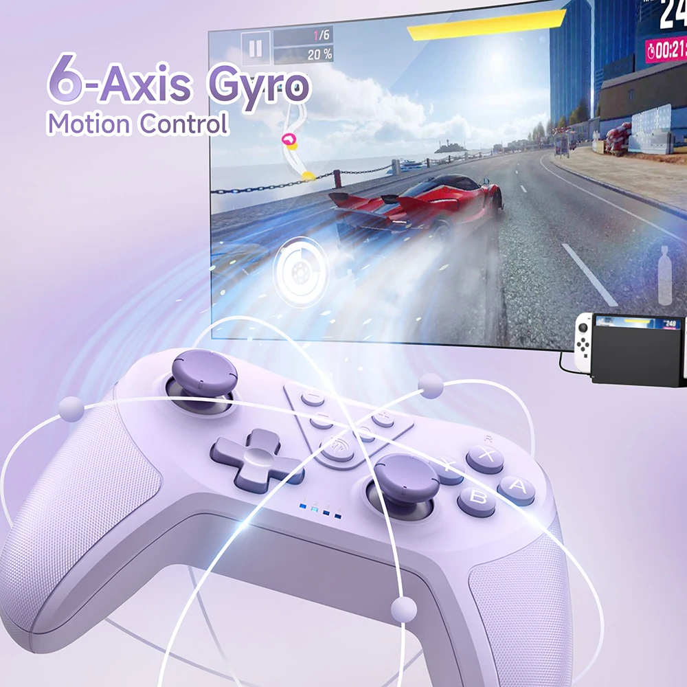 EasySMX T37 무선 게임 패드, Nintendo Switch, PC, Steam Deck, 6축 자이로 모션 제어용 Bluetooth 게임 컨트롤러