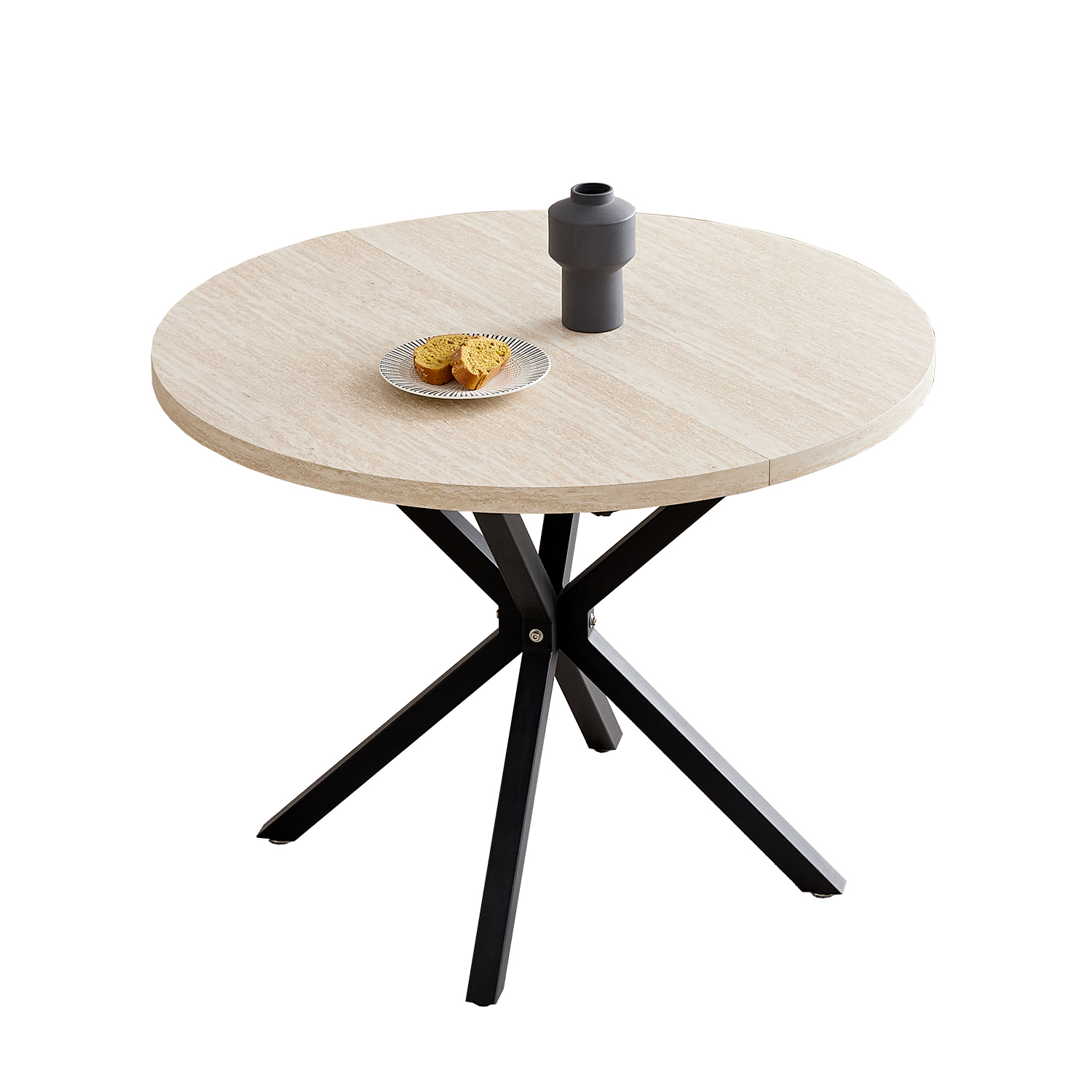 Mesa redonda nórdica EGOONM, mesa de madera maciza con tapa de madera y marco de acero, mesas de centro, sala de estar, oficina, muebles para el hogar, 100CM