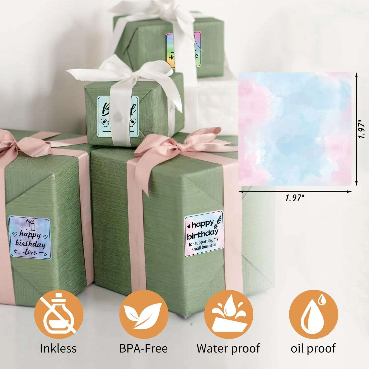 M110 ป้าย 1.96 "สีความร้อนสแควร์ป้ายสติกเกอร์สําหรับ Phomemo M110 M220 M200 M120 M221 เครื่องพิมพ์สําหรับ DIY ออกแบบโลโก้ชื่อแท็ก