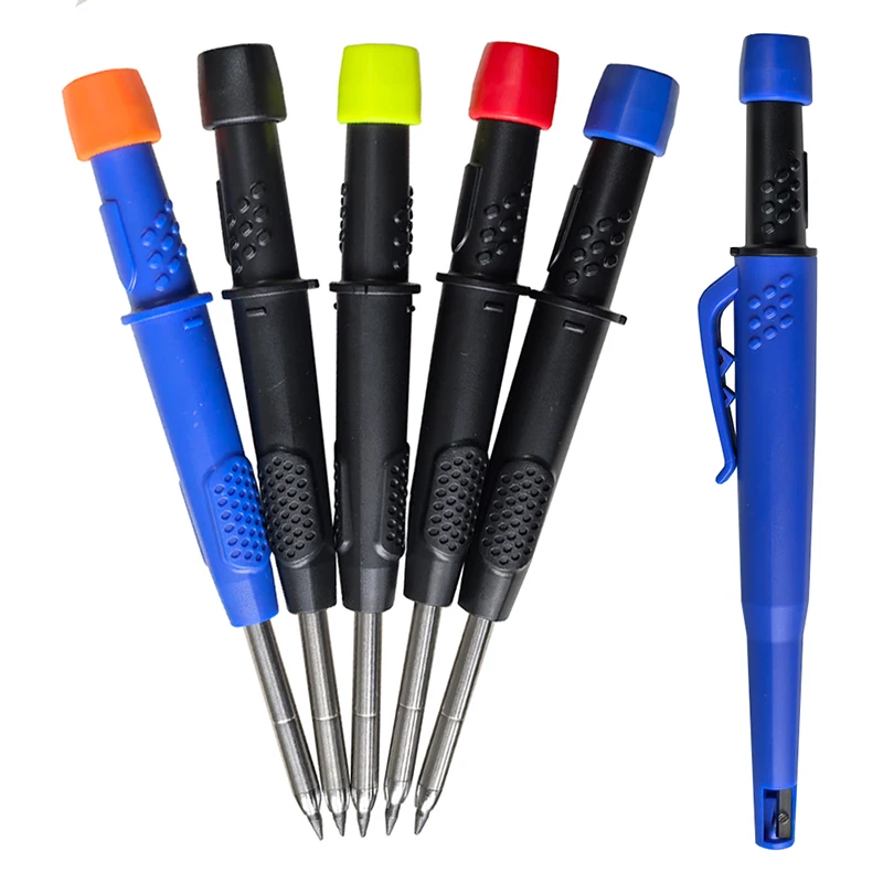 5 Colors Woodworking Automatic Pencils 2.8mm Deep Hole Marker Pencil Comes with A Sharpener for Scribing Marking Tools