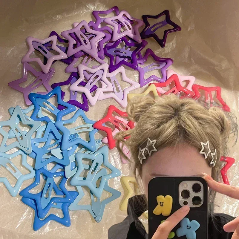 1PC Colorful Y2K Star BB Hair Clips Women Grils Cute Metal Star Hairpins Side Barrettes Hair Grip Hair Accessories Headwear 머리핀
