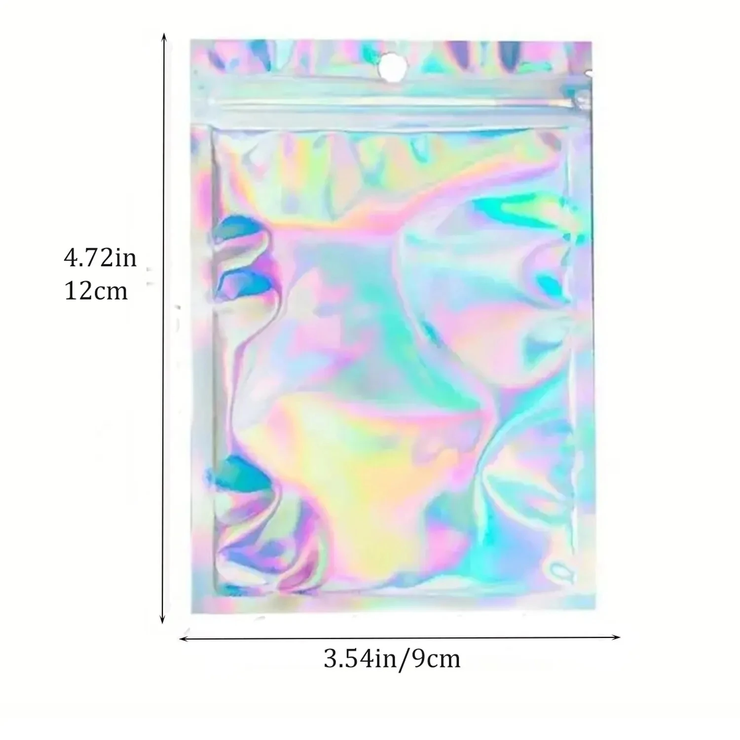 100 szt. Holograficzne Torebki Laserowe Tęczowe Wzory Samozamykające Się Torebki na Cukierki Okno Przednie Próbka Opakowanie na Biżuterię Plastikowe Woreczki