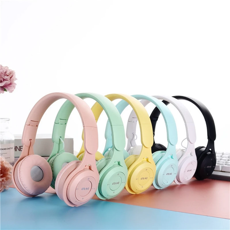 Y08 Bezprzewodowe słuchawki Bluetooth Macaron Słuchawki Stereo z pałąkiem na głowę Gamingowy zestaw słuchawkowy z mikrofonem Gamer Girl Prezent na tablet komórkowy