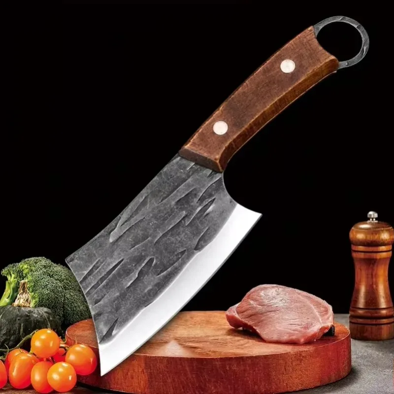 Handmade Utility มีด Cleaver เนื้อผักผลไม้มีดครัวไม้ Handle Boning Butcher มีด Chef ทําอาหารเครื่องตัด Cleaver