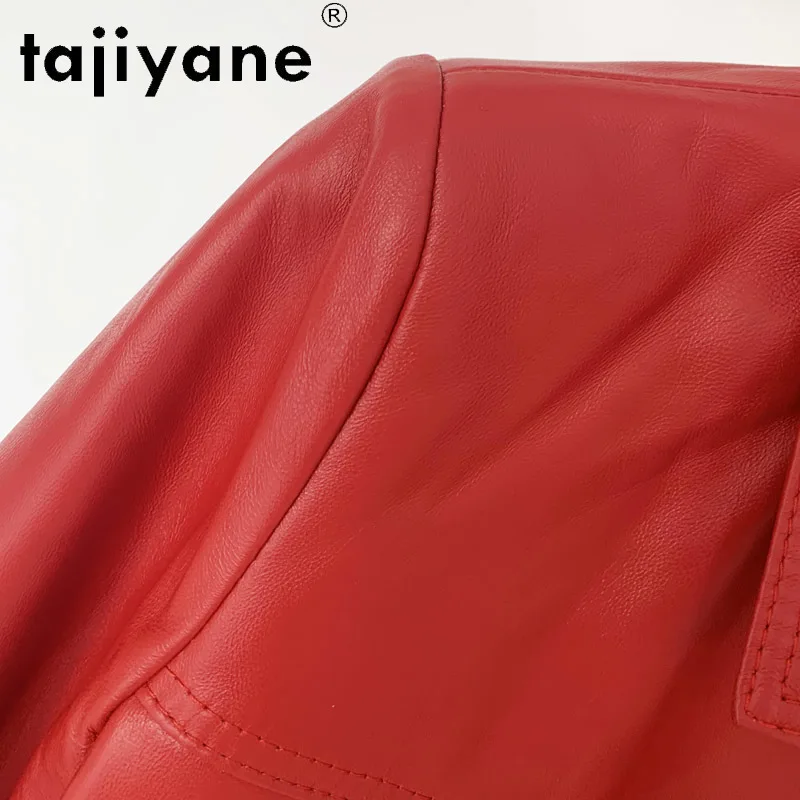Tajiyane jaquetas de couro legítimo femininas, casacos para mulheres, em couro legítimo, estilo coreano, de tecido, tn2061