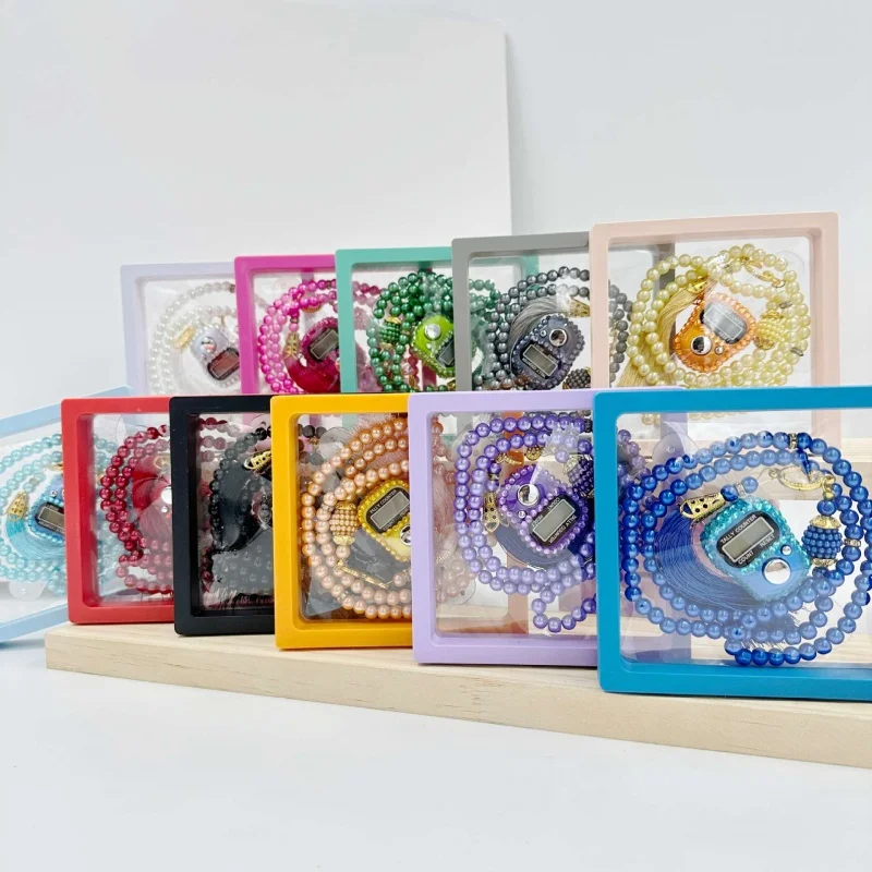 Pulseira de contas de oração muçulmana e conjunto de contador de dedo cor 99 pulseiras de imitação de pérola anel de contador de dedo reajustável