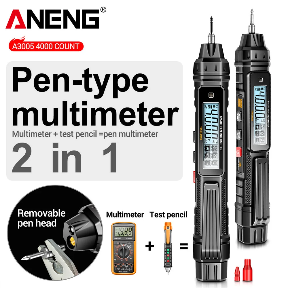 ANENG A3005 มัลติมิเตอร์แบบดิจิตอลปากกา 4000 นับProfessional Non-Contact Auto AC/DCแรงดันไฟฟ้าOhmเครื่องทดสอบไดโอดสําหรับเครื่องมือ