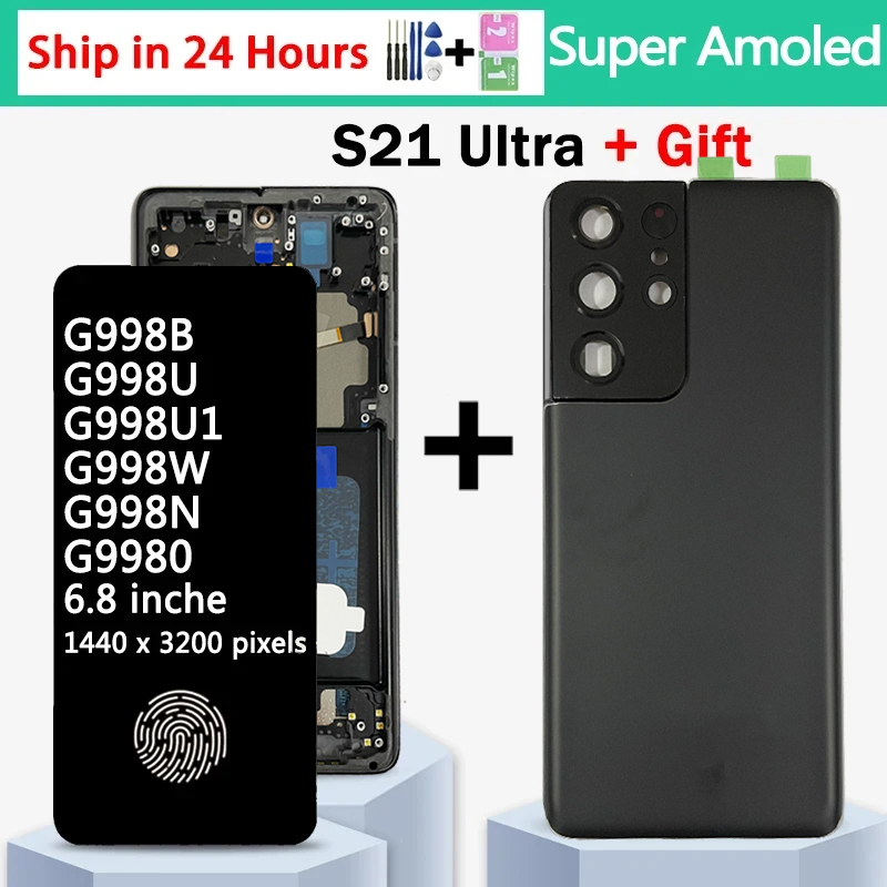 6,8 "Super AMOLED para Samsung S21 Ultra 5G G998 G998U pantalla táctil digitalizador para Samsung S21Ultra G998B LCD
