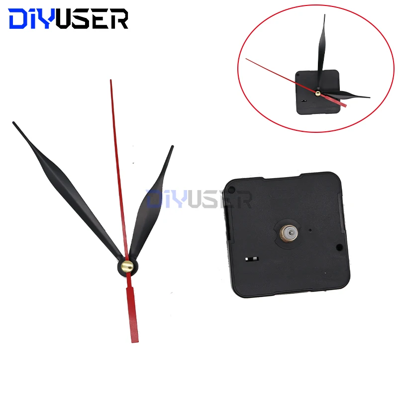 DIYUSER HQ3268 Mecanismo de movimiento de reloj de pared de cuarzo profesional y práctico Kit de piezas de herramientas de reparación DIY con manecillas rojas