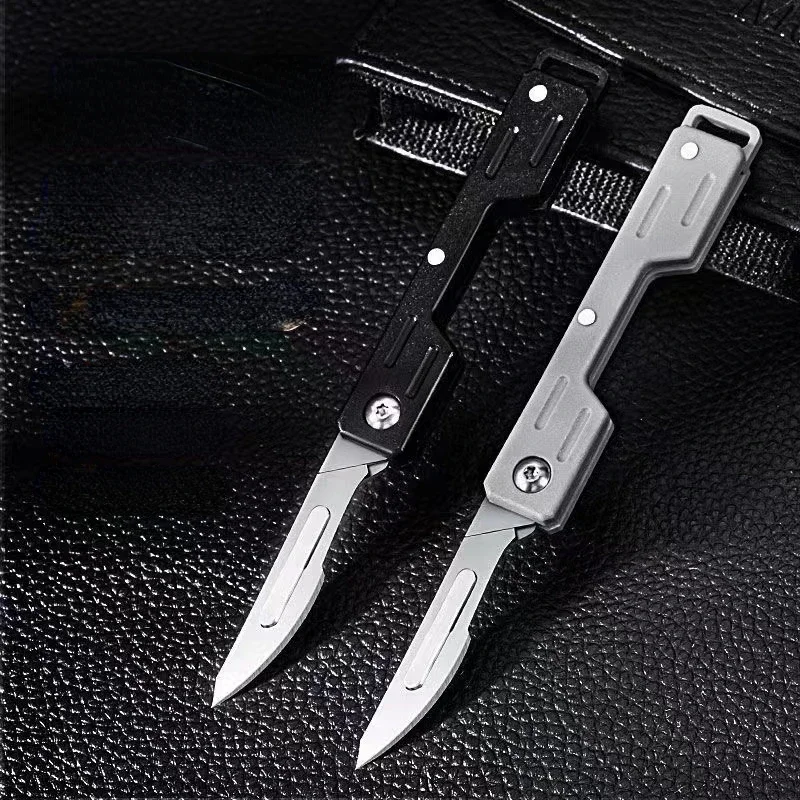 Plastic handle Mini Performance folding Mechanical Cost Scalpel Medical folding knife EDC Outdoor Unpacking pocket knife