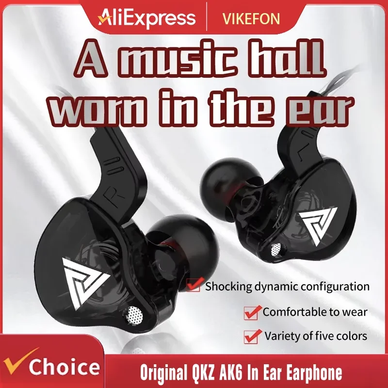 VIKEFON QKZ AK6 auriculares intrauditivos 6 unidad de controlador dinámico auriculares con micrófono estéreo deportes HIFI Subwoofer auriculares Monitor auriculares