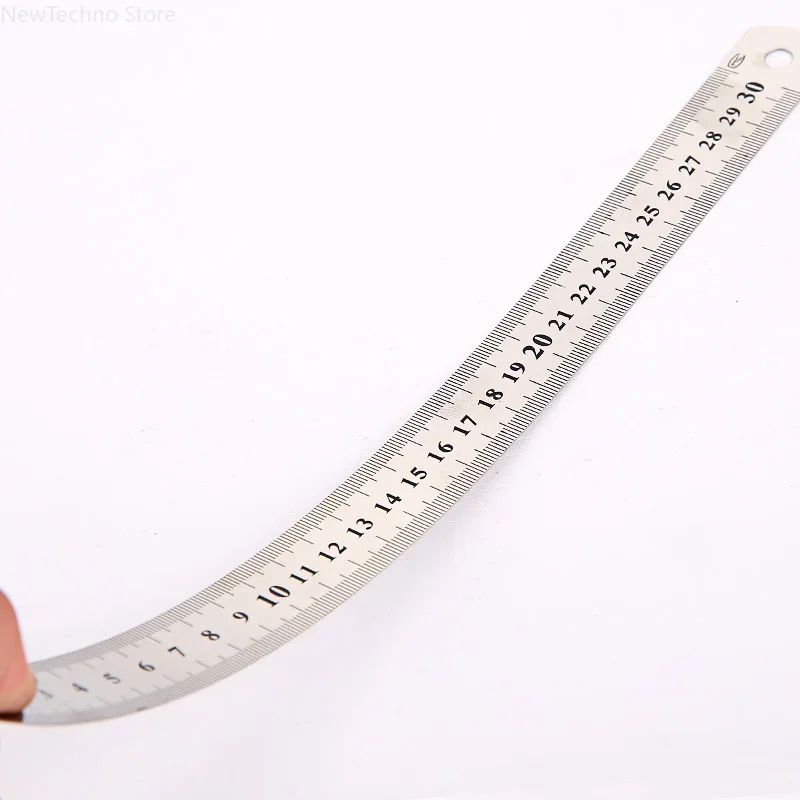 15cm/20cm/30cm doppia scala laterale in acciaio inox righello dritto strumento di misurazione per studenti scuola cancelleria righello per cucire