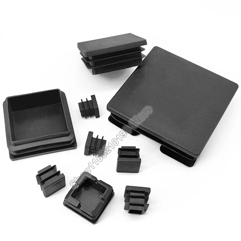 1-100Pcs 10/13/15/16/18-200mm Black Plastic Blanking End Cap Square Pipe Tube Caps Insert Plug Bung Furniture Foot Pad Protector