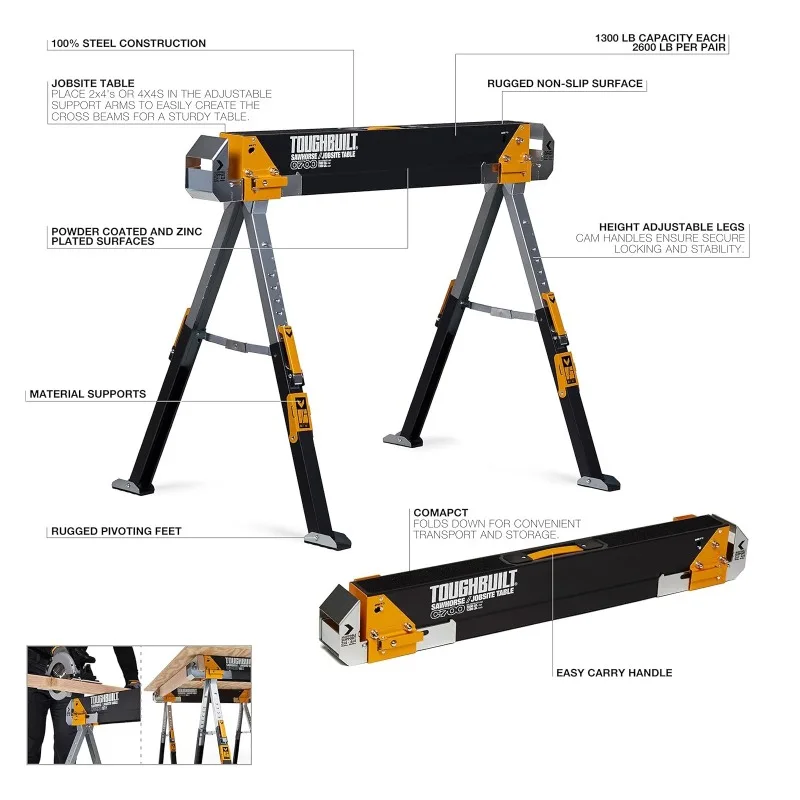 ToughBuilt TB-C700 C700 Zaagbok / Jobsite Tafelgereedschap Accessoires