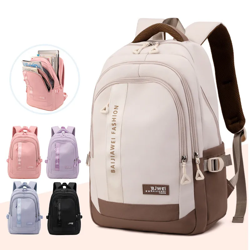 Zaini scolastici per studenti universitari e superiori di marca BAIJIAWEI Borse scolastiche ortopediche in nylon riducono il carico dello zaino per ragazze