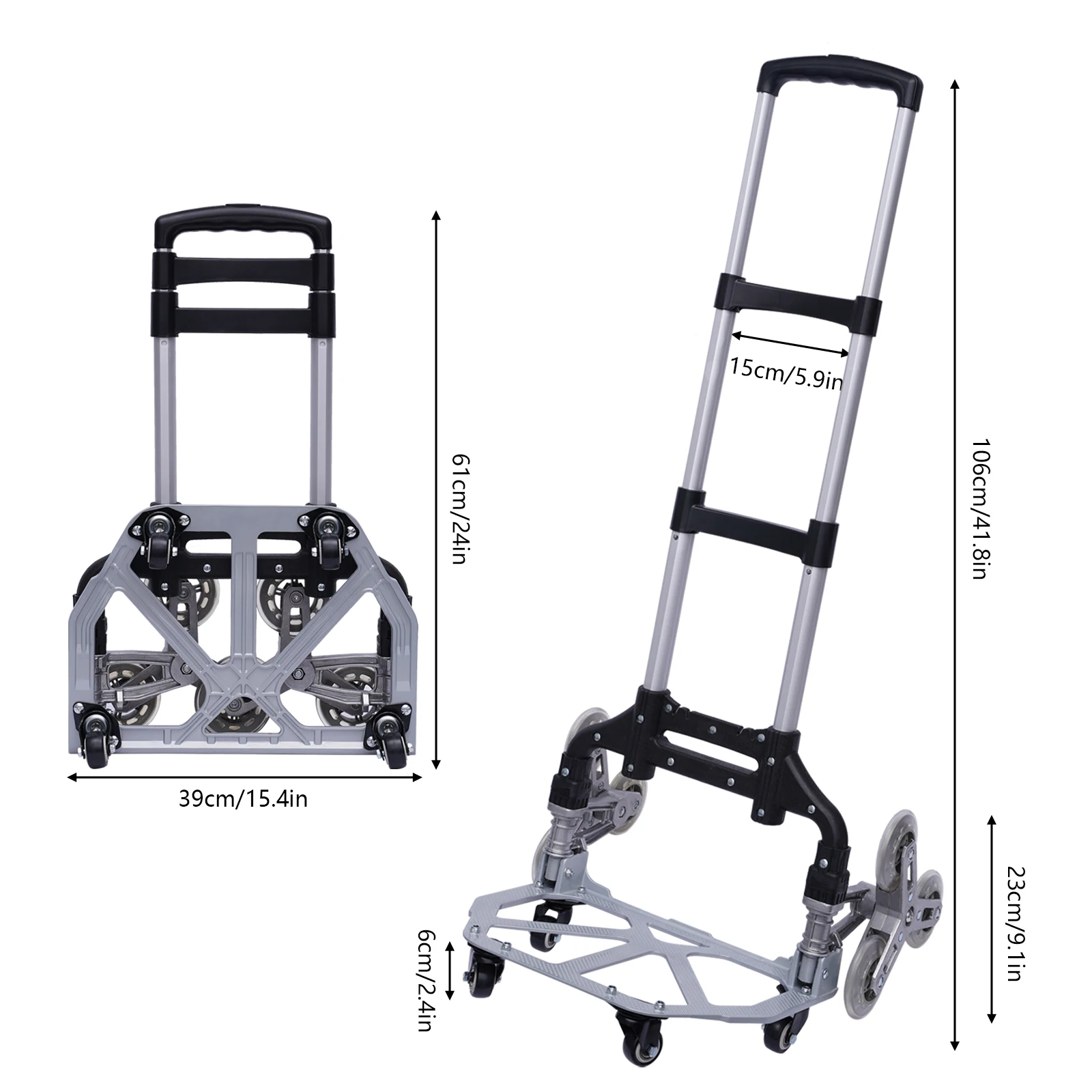 Carrello da arrampicata per scale pieghevole per trasporto bagagli per camion a mano pieghevole resistente in alluminio con telaio staccabile a tre ruote carico 165 libbre