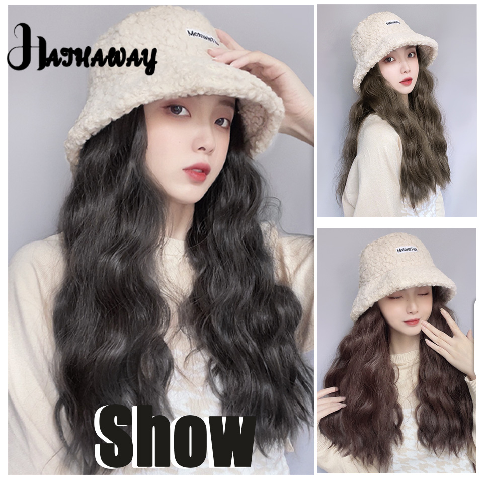 女性のジャージー爆発的なヘッドギア合成かつら、ラムヘア、フィッシャーマンズハット、1つ、オンラインファッション、冬、秋