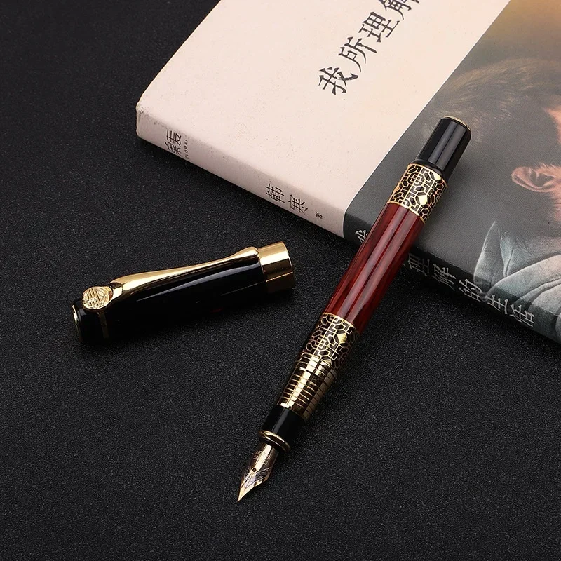 Caneta tinteiro de metal retrô f nib design clássico com conversor de alta qualidade para escrita de negócios material escolar de escritório papelaria
